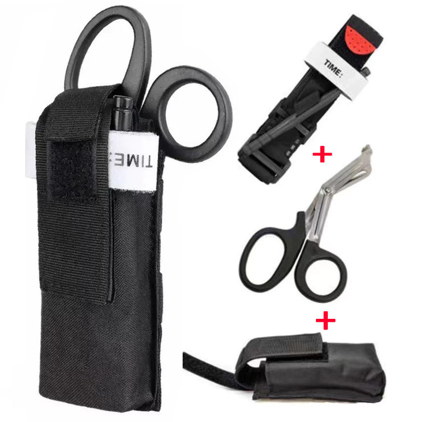 Kit Torniquete De Combate Tático CAT E Tesoura Aph Ponta Romba Socorrista