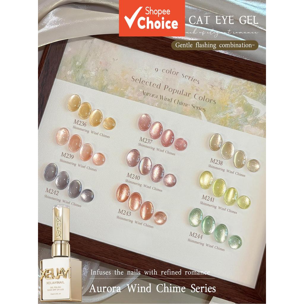Esmalte de Unha Efeito Gato 9 Cores 15ml Gel Magnético Refletivo Olho de Gato UV/LED Remoção por Água, Ferramentas de