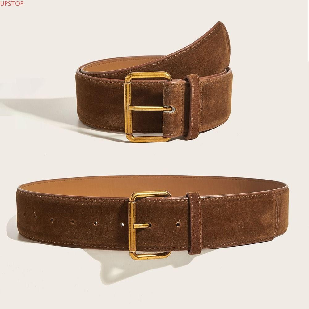 Cinto Largo De Couro De Camurça UPSTOP , Cintura Casual Com Fivela De Pino De Design Luxuoso , Cintos De Vestido De Calç