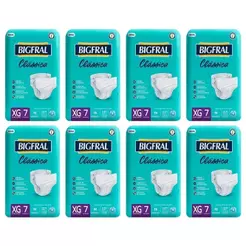 Fralda Descartável Adulto Bigfral Clássica Extra Grande 8 Pacotes c/ 7 Fraldas