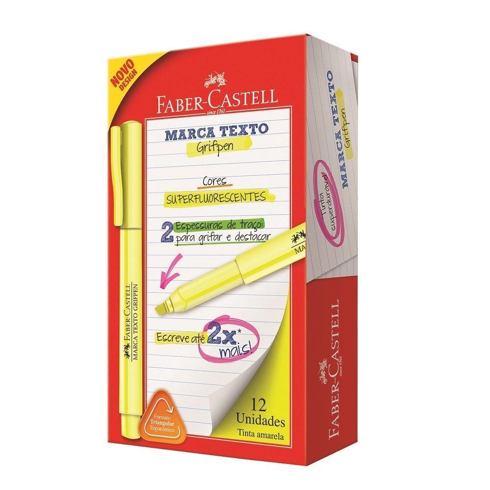Marca Texto Faber Castell Amarelo - Embalagem com 12 Unidades