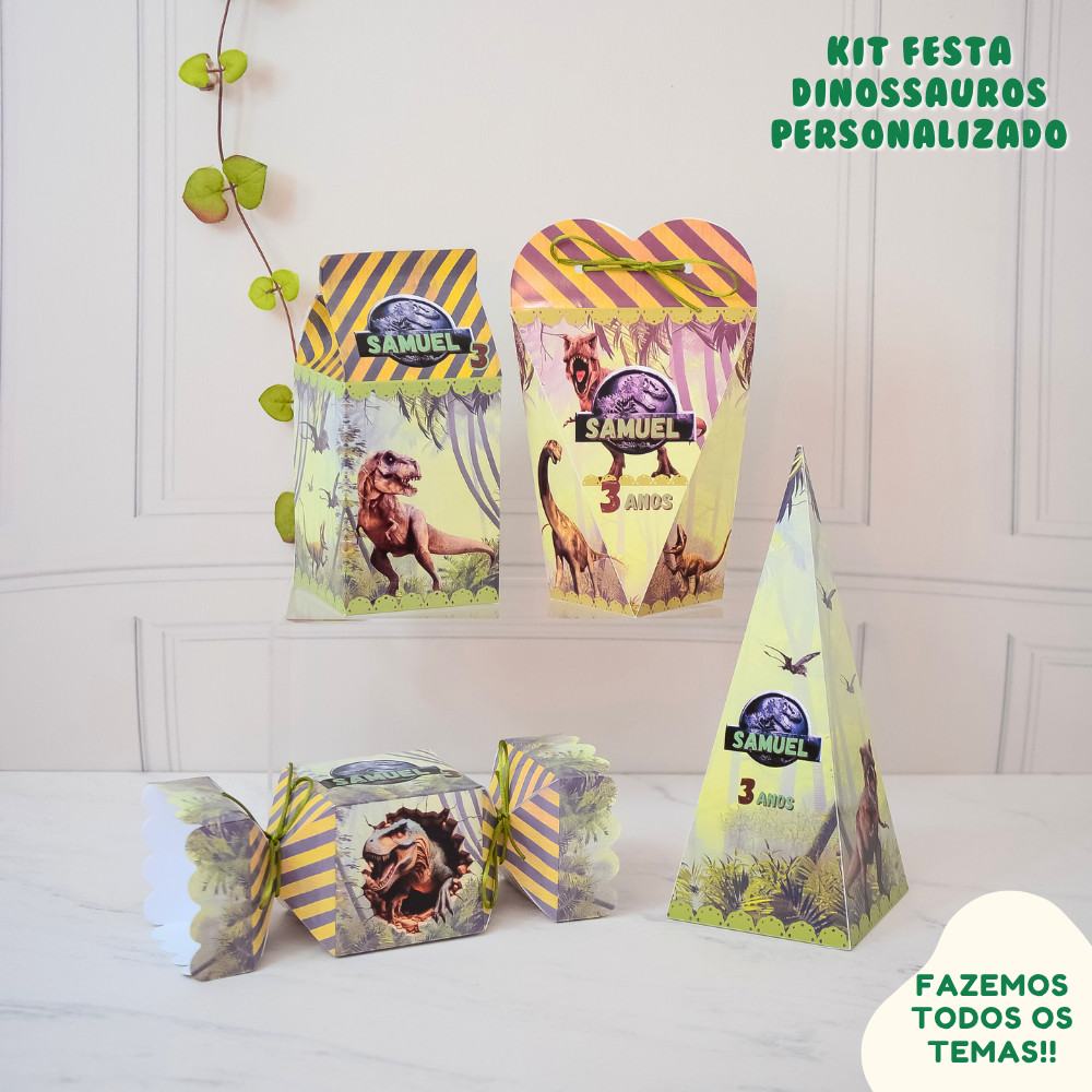 Kit Caixas Dinossauro Personalizado | Lembrancinhas Jurassic Festa Infantil