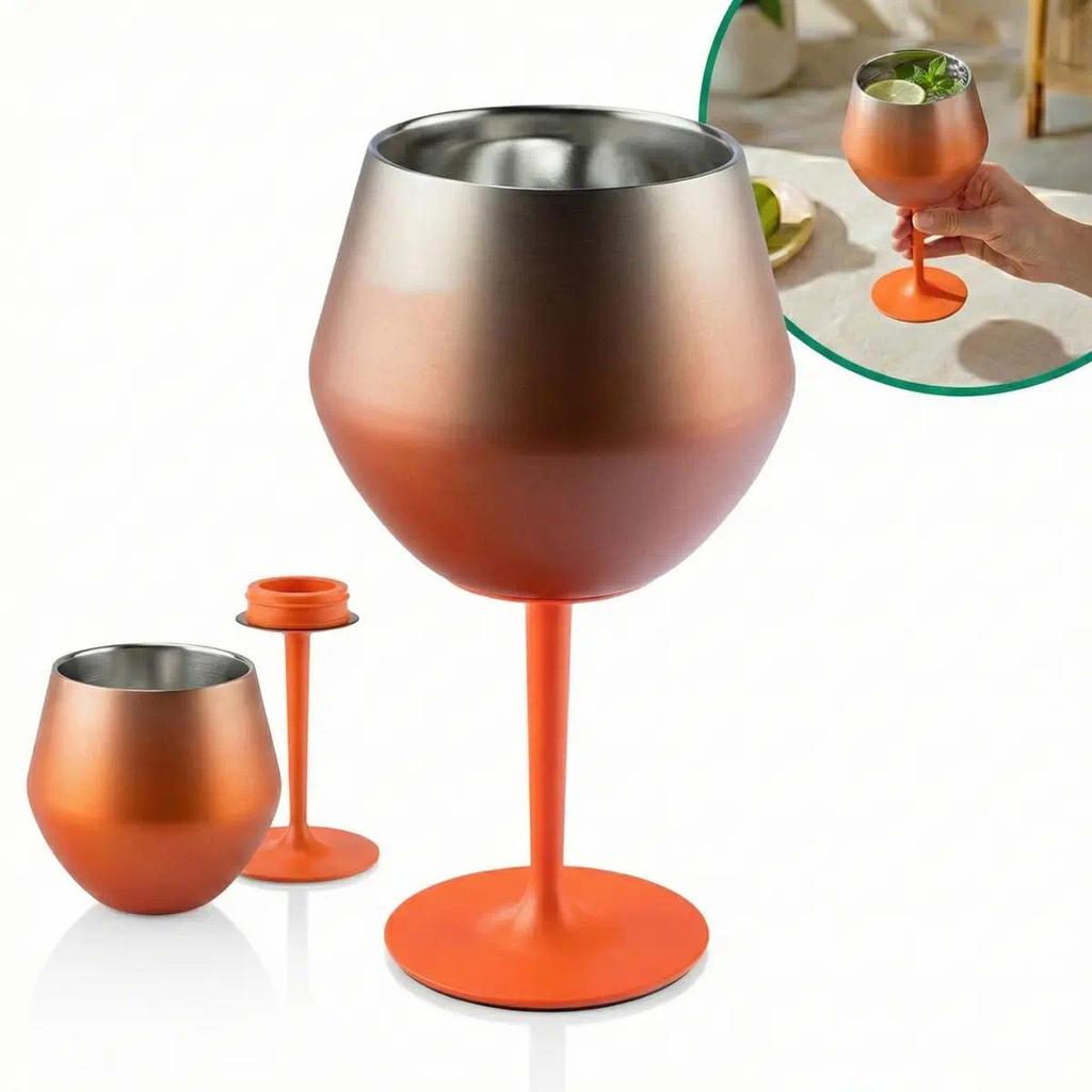 Taça Térmica Inox 2 Em 1 Para Vinho, Drinks Coquetel, Gin Copo Coktail Térmico De Aço Inoxidável Premium Design Elegante