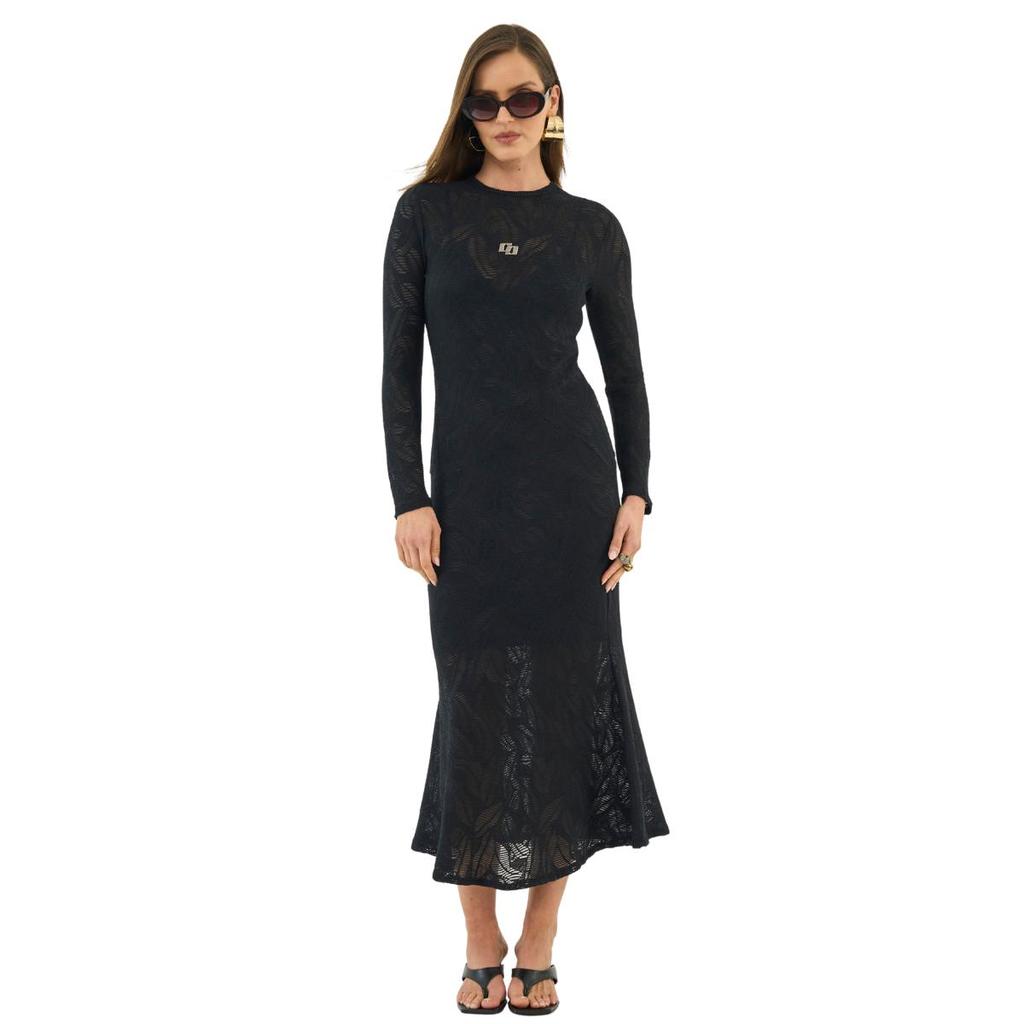 Vestido Colcci Midi Manga Longa Em Renda