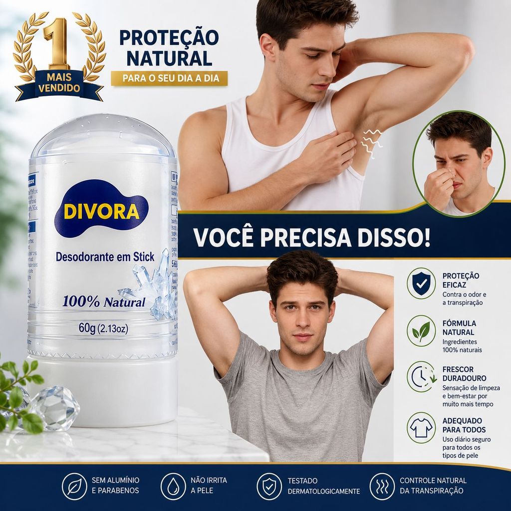 Desodorante Natural Cristal Pedra Uso Corporal para Controle de Odor