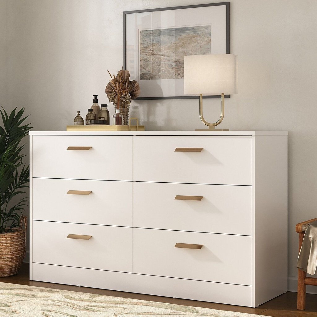 Cômoda Divino 6 Gavetas 100% MDF Moderno Branco Branco