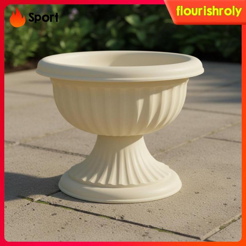 [Flourishroly2] Plantador De Taça De Resina Para Uso Interno E Externo Vaso De Flores Em Relevo Design De Camada Dupla P