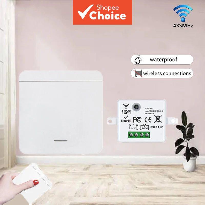 Interruptor de parede sem fio de 433 MHz – controle remoto para interruptor de lâmpada LED/ventilador 1/2/3 teclas