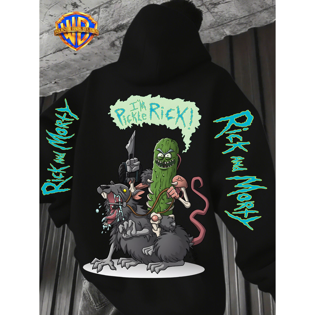 Moletom com Capuz Pickle Rick com Gráfico Rat Rider Confortável, Macia, Promoção Envio Rapido