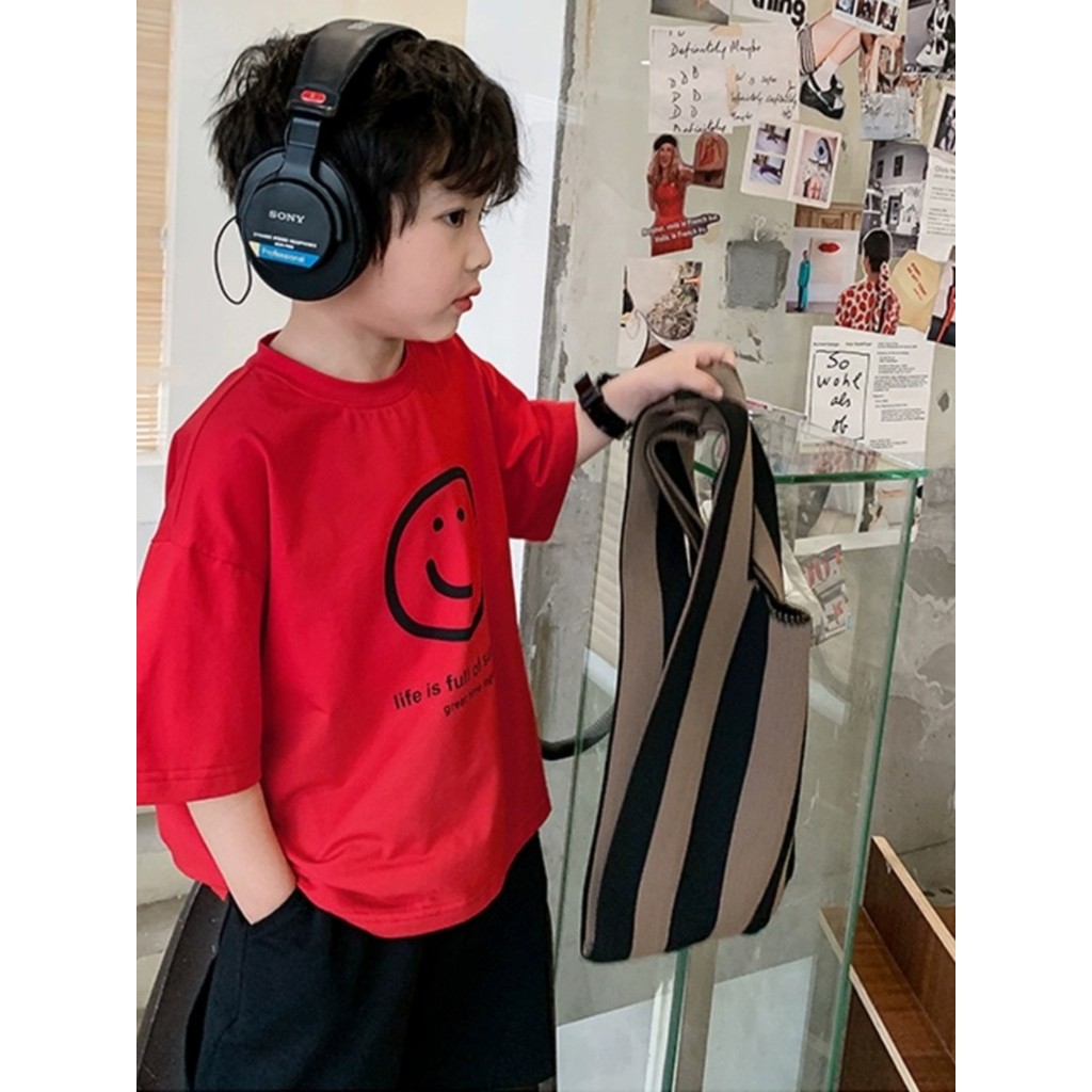 Meninos camiseta de manga curta puro algodão verão roupas infantis 2024 novo estilo médio grande crianças soltas meia ma