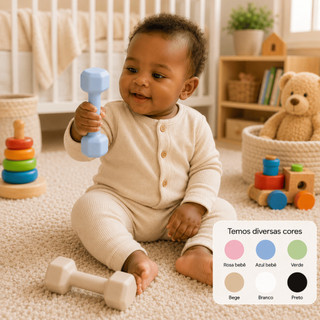 Chocalho Bebê Halter Infantil Sensorial Divertido Brinquedo Atóxico - Pegada Segura e Confortável