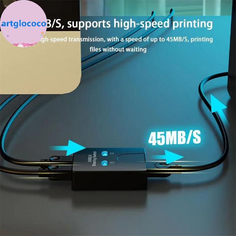 Artglococo USB2.0 2 Portas Hub USB Switch Impressora Sharer Twoputers Splitter U In Share Dispositivo De Disco De Compar