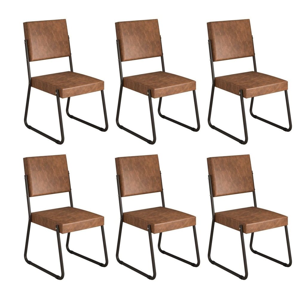 Kit 6 Cadeiras para Sala de Jantar Napoli Marrom/Preto Fosco
