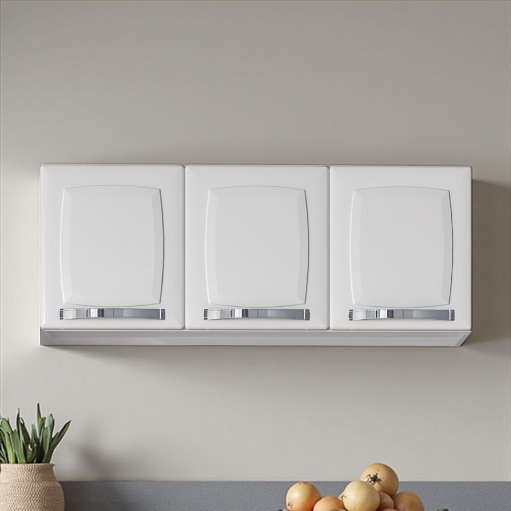 Armário de Cozinha em Aço 3 Portas 105cm Rose Itatiaia Branco Branco