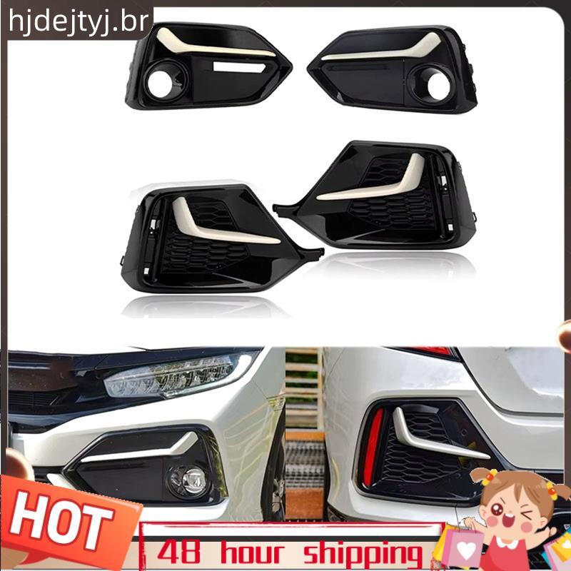 1 Conjunto 4 Pçs Frente Traseira Nevoeiro Lâmpada Luz Guarnição Quadro Escudo Capa Moldura Amortecedor Traseiro Grill Pa