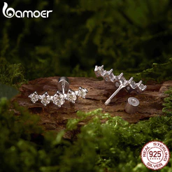 Bamoer 925 Prata Esterlina Brilhante Moissanite Barra Brincos Com Certificado Jóias Para Presente Feminino
