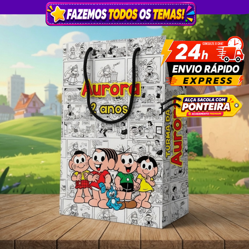 🛍️ Sacolinhas Personalizada Magali Surpresa Lembrancinha de Aniversário Envio Rápido 24h
