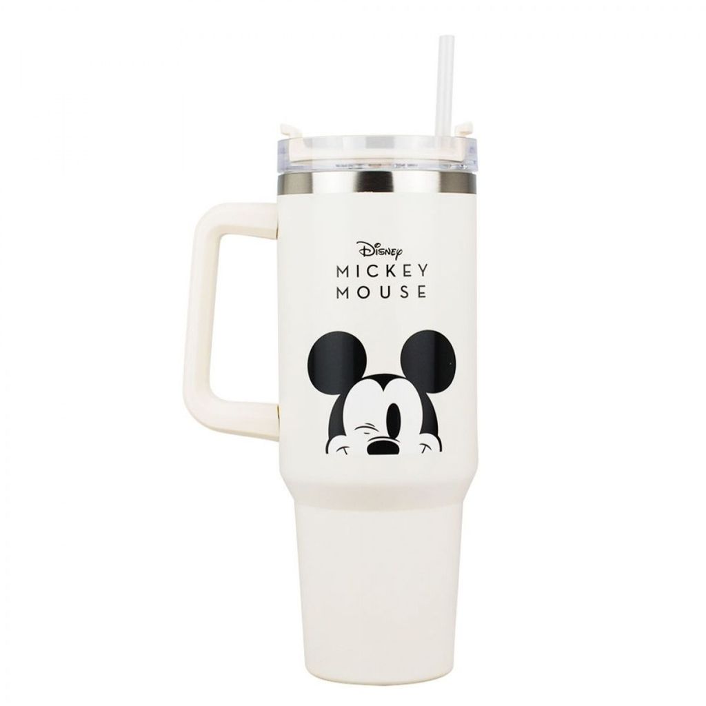 Caneca Copo Grande Olho Mickey Branco Com Canudo 1.1L - Disney