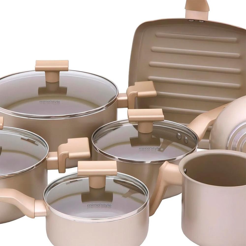 Jogo de Panelas Com 7 Peças Mimo Style Sartin Cook Champanhe em Oferta na Shopee