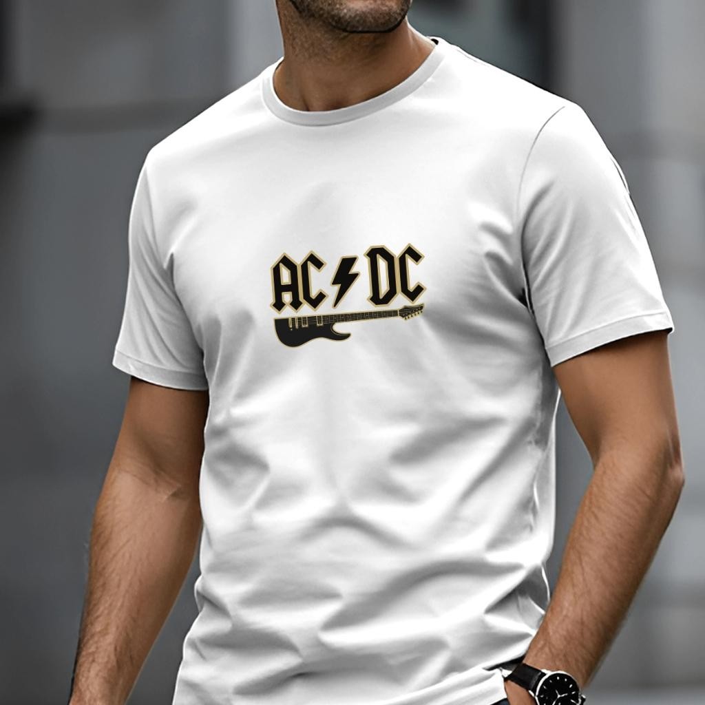 Camiseta Masculina com estampa AC/DC Banda Rock Clássico Estampa Guitarra Algodão Premium