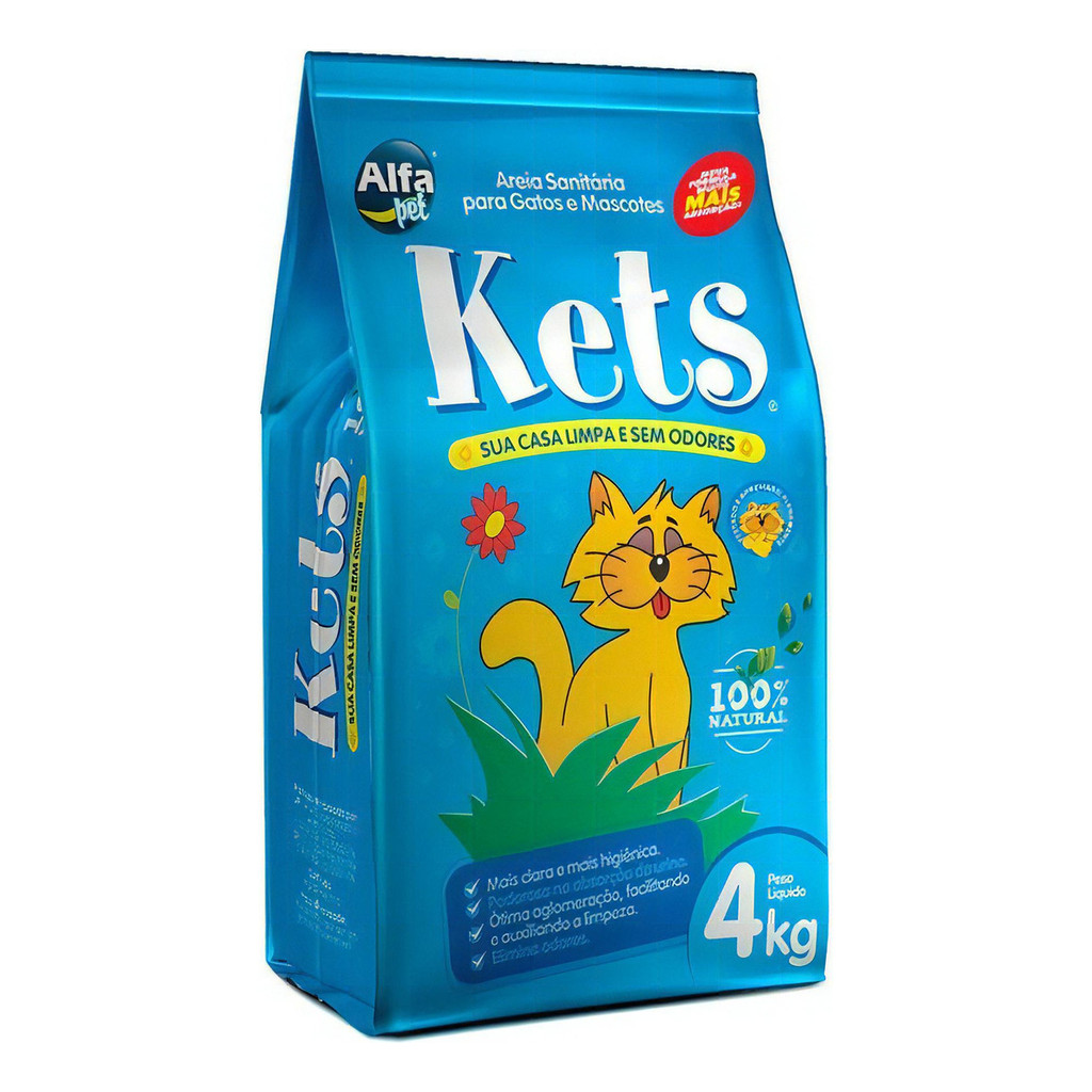 Areia Kets Para Gato Higiênica Sanitária Elimina Odores 4kg em Oferta na Shopee