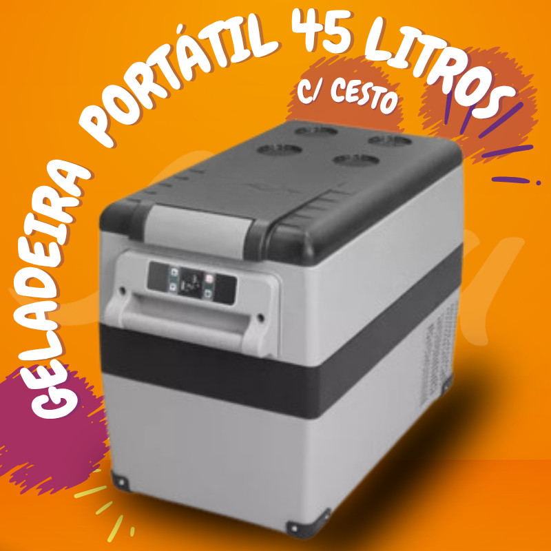 Geladeira Portátil 45lt 45 Litros Caminhão Lancha Volts 12/24/127/220 OLUAP Dia Geladeira caminhão 45 litros