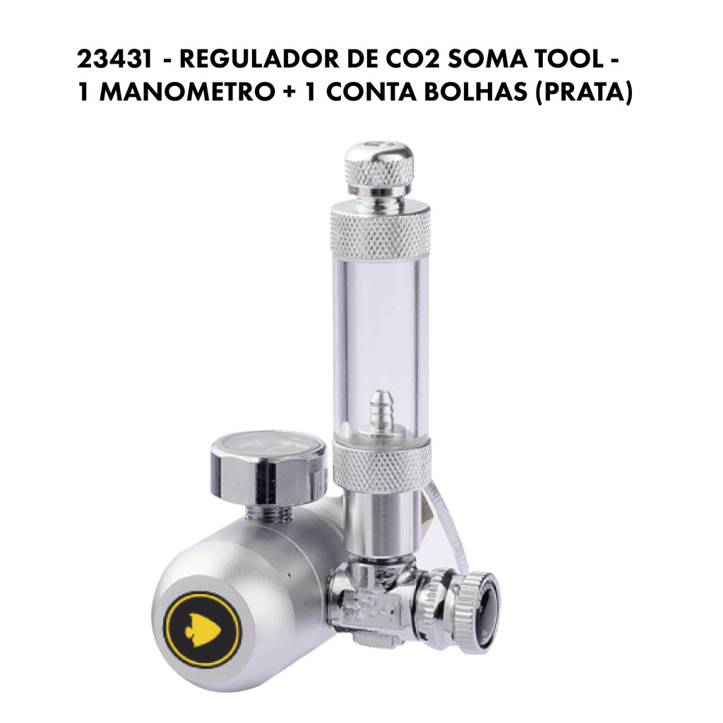 REGULADOR DE CO2 SOMA TOOL - 1 MANOMETRO+ 1 CONTA BOLHAS (PRATA)