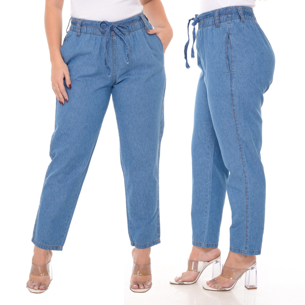 Calça Jeans Feminina Cintura Alta Capri Tecido Leve aa