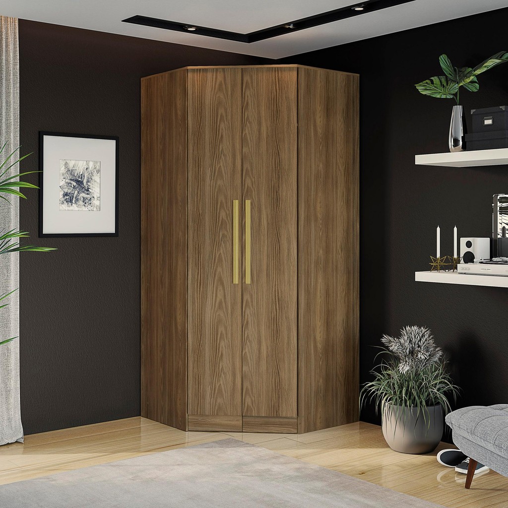 Guarda-Roupa de Canto 2 Portas Kappesberg Adapt Nogueira em Oferta na Shopee