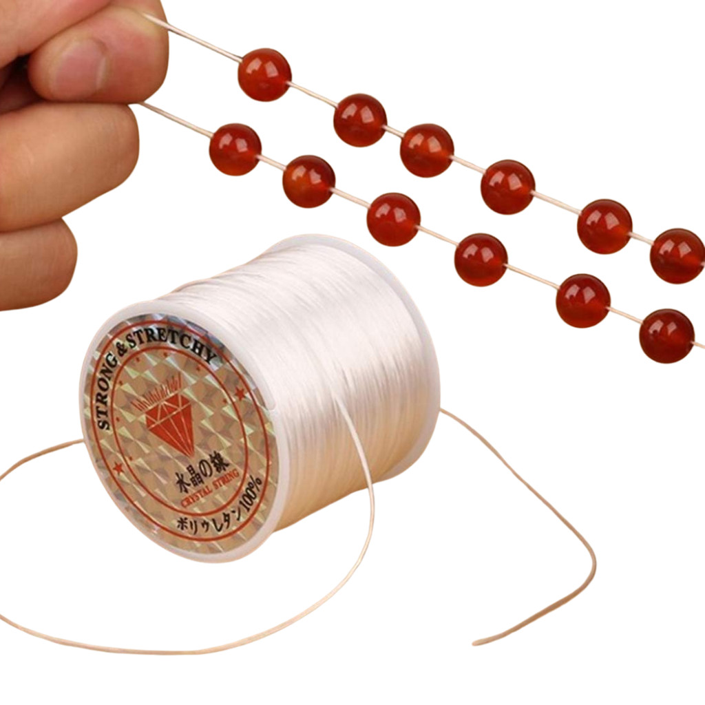 Rolo de Elástico Fio 1mm de Fibra Strech Elastica passa na agulha 20m Pulseira Colar Artesanato