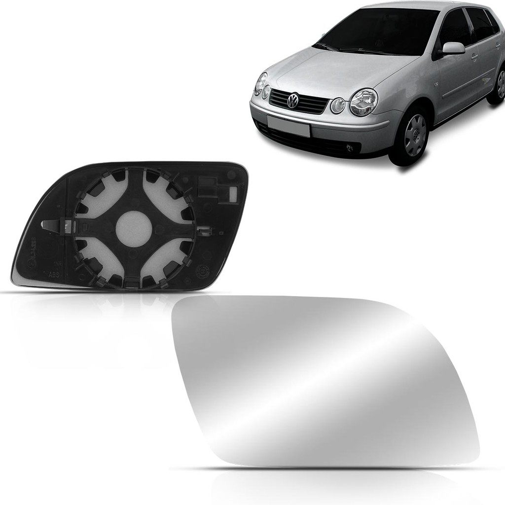 Lente Espelho Retrovisor Polo 2003 2004 2005 2006 2007 Com Suporte