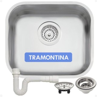 Cuba De Pia Inox Tramontina Lavínia Prime 40x34x17 Escovada Fosca Válvula 4 1/2 e Sifão Aço 304 10 Anos De Garantia em Oferta na Shopee