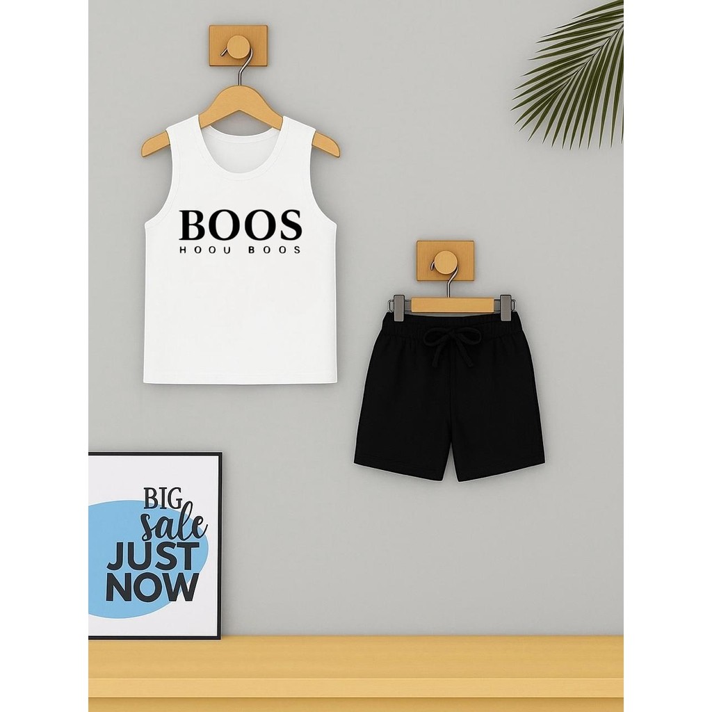 Conjunto Infantil Camiseta Cavada e Bermuda OOS Regata Roupa Criança Masculino Verão