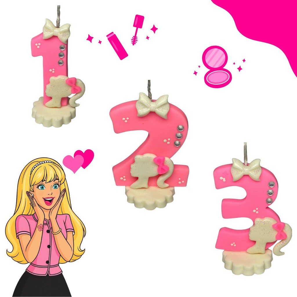 Vela Barbie  Menina Biscuit Porcelana Fria Vela Bolo de Aniversario Topo Bolo em Oferta na Shopee