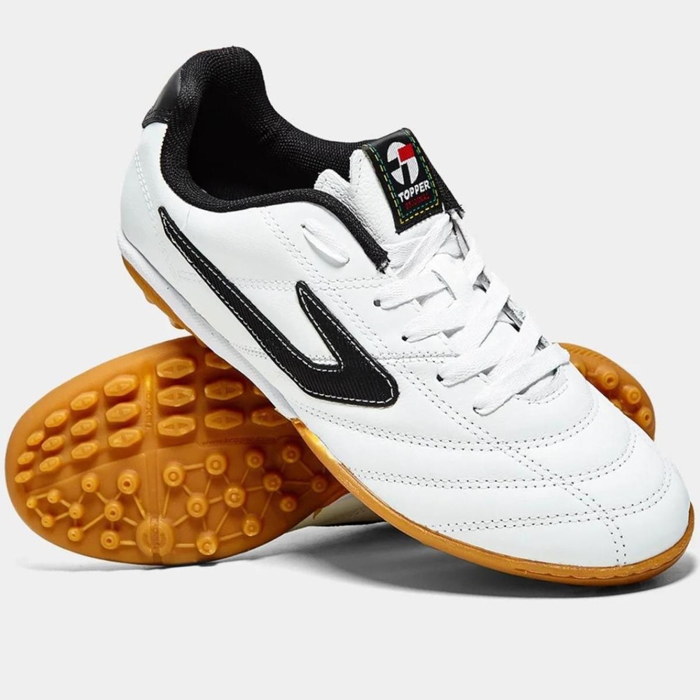 Chuteira Society Topper Furia Unissex - Branco e Preto em Oferta na Shopee