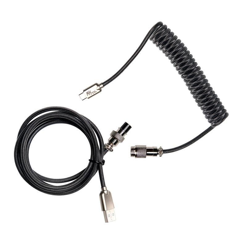 Cabo Para Teclado Royal Kludge M12 Coiled, Com Conector Aviator, 1.5m, Preto, RK-M12COILED-BK em Oferta na Shopee