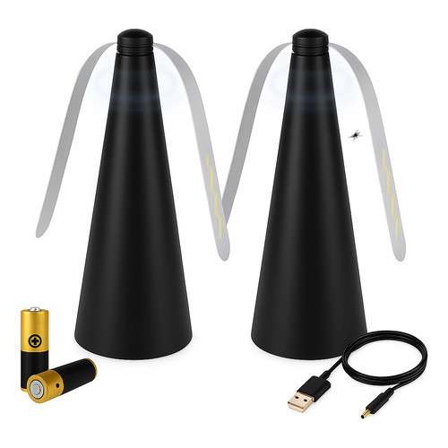 Kit 2 Ventilador Repelente de Mesa Espanta Mosca Mosquito Inseto Preto Hastes Flexíveis