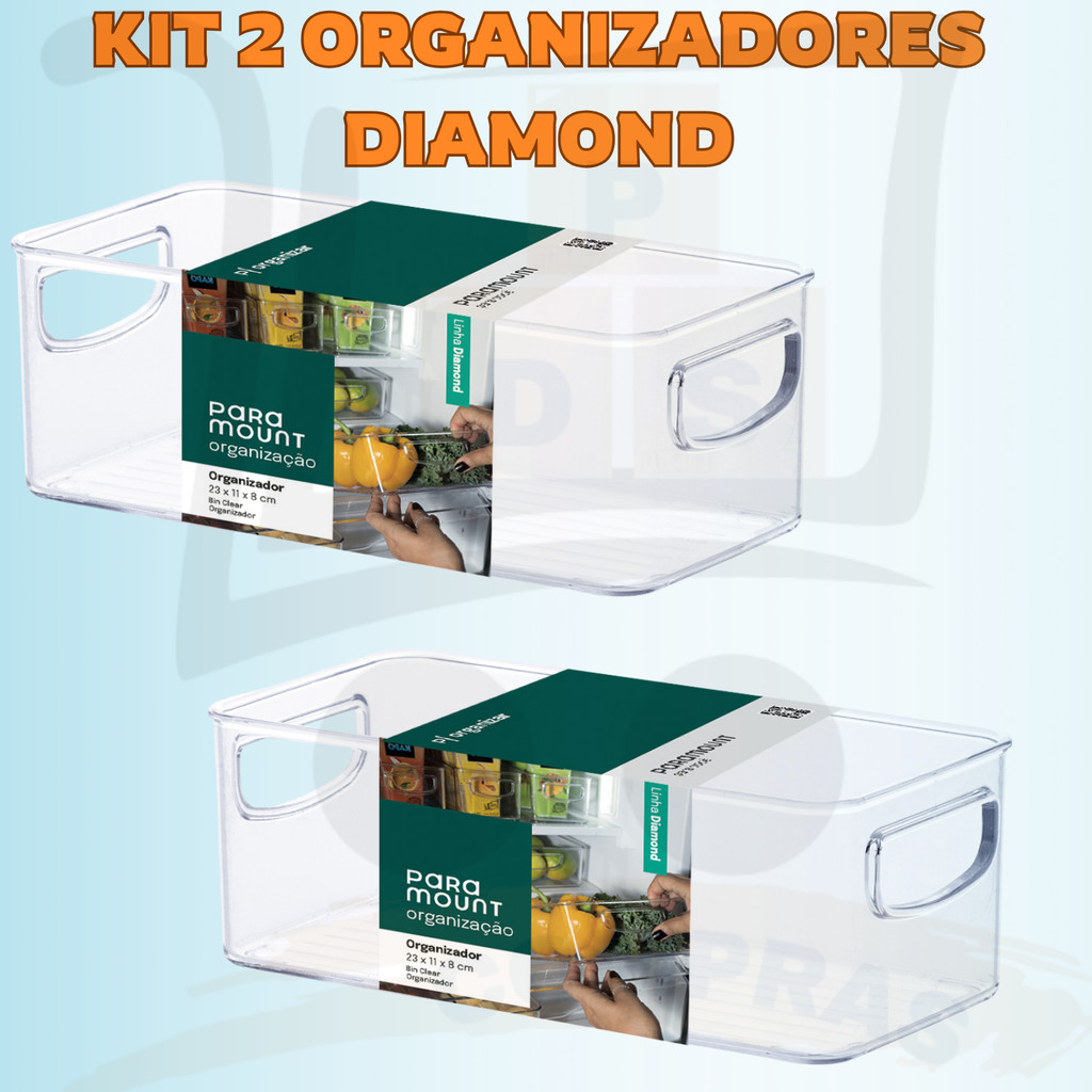 Organizador Acrilico Geladeira Armario Banheiro 2 Unidades 23x11x8 cm Diamond em Oferta na Shopee