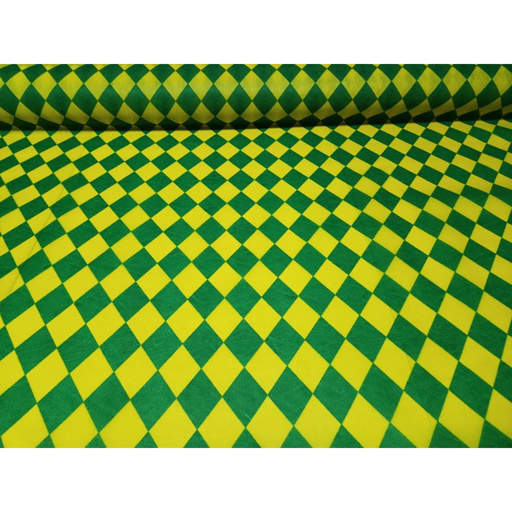 TNT Estampado Mewi Geométrico Verde e Amarelo - 1 m x 1,40 m de largura 40g – 1121