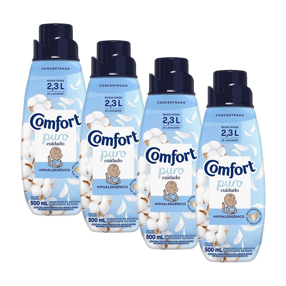 Kit 4 Amaciantes Comfort Concentrado Puro Cuidado 500ml em Oferta na Shopee