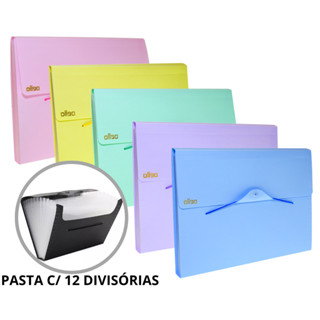 Pasta Sanfonada 12 Divisórias A4 Serena - Dello em Oferta na Shopee