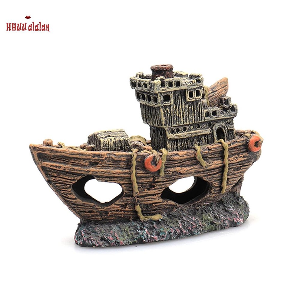 🌟Aquário Pirata Navio De Peixes Ornamental Abrigo Acessório Decoração Mini Naufrágio Ornamento 1 Peça em Oferta na Shopee