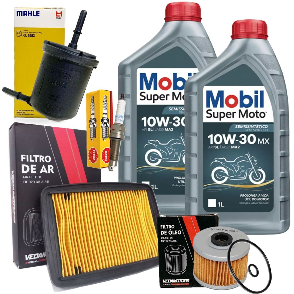 Revisão Cb 250f Twister 2016-2022 Troca Óleo Mobil 10w30 Filtros e Vela em Oferta na Shopee