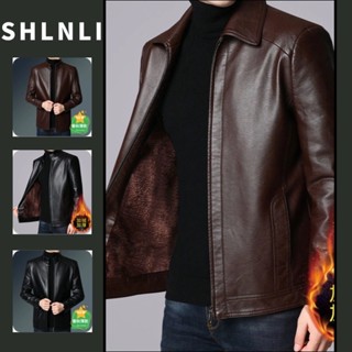 Casaco Masculino De Couro PU Grosso De Inverno Americano Cor Sólida Com Zíper Jaqueta Quente Para Motocicleta em Oferta na Shopee