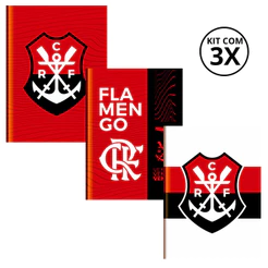 Kit 3 Cadernos Brochura Universitário 80 Folhas Flamengo