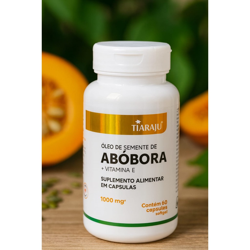 Oleo de Semente de Abóbora + Vitamina E Tiaraju 1000mg – 60 Cápsulas Softgel Antioxidante