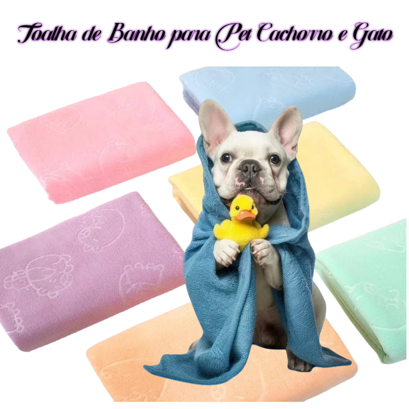 Toalha de Banho Pet Cachorro Gato Super Absorvente, Macia, Secagem Rápida, Confortável Para Animais