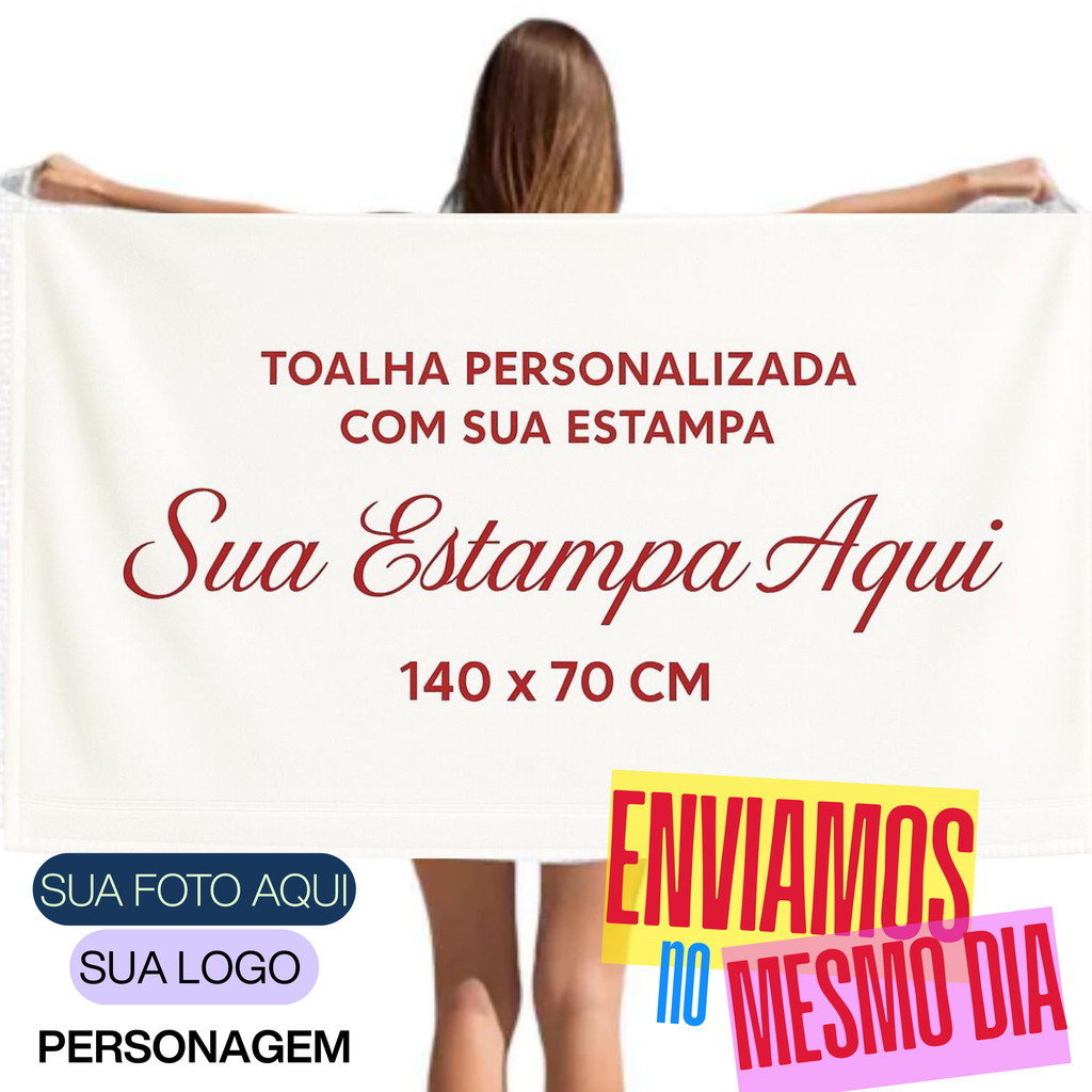 Toalha De Banho 140 x 70 Personalizada Com Sua Estampa Toalha para empresa , PERSONALIZADA SUA ARTE