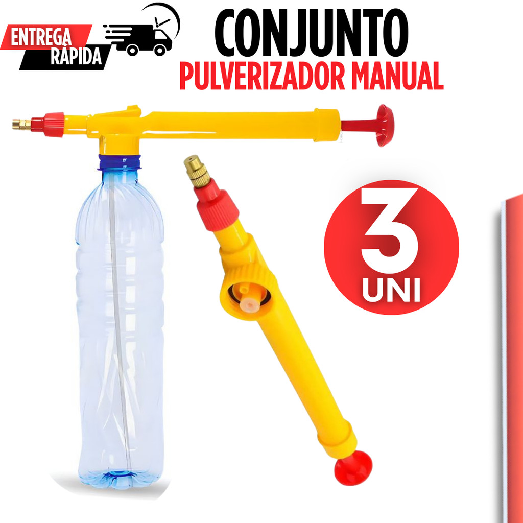 Conjunto kit 3 Borrifador E Pulverizador  Para Garrafa PET Manual Para Jardinagem Multiuso Spray