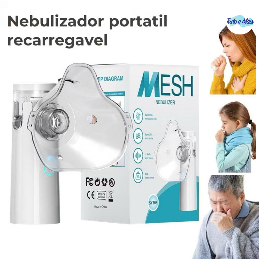 Nebulizador Silencioso Portátil para Crianças e Adultos
